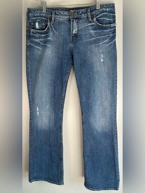 Vintage Silver Jeans Women’s Brianna Bootcut Size 32x32 Blue Distressed Stretch